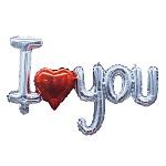 Набор букв I love you сердце, серебряный, в составе: Длина фразы в надутом виде 70 см, высота букв: "I" 30 см, "y" 33 см, "o" и "u" 18 см., трубочка для надува воздухом, красочный пакет