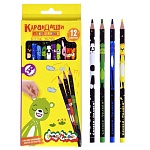 Карандаши цветные пластиковые Веселые зверята 12цв " Каляка-Маляка " 4М круглые, картонная упаковка, европодвес