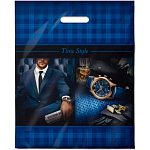 Пакет ПЭ " Интерпак " с вырубной ручкой ПВД, 38*47см 60мкм Тайм стиль