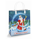 Пакет Новогодний ПЭ " Интерпак " с пластиковой ручкой МП, 23*27см 150мкм Сияние ночи