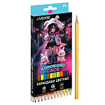 Карандаши цветные деревянные Korokoro 24цв " deVente " 2М шестигранные, картонная упаковка, европодвес