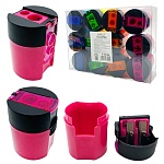 Точилка " KWELT " пластиковая Pot neon 2 отверстия, с контейнером, цвет ассорти, пластиковая упаковка