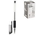 Ручка гелевая " Buro " Urgent, черная, 0,5мм, пулевидный пишущий узел, пластиковый корпус, резиновый держатель, сменный стержень 130 мм, картонная упаковка