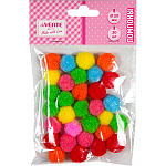 Помпоны " deVente " пушистые, микс, 6цв, 20мм, 30шт