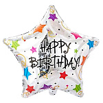 Шар фольгированный 18"/46см Звезда HB Звезды разноцветные, голография