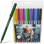 Фломастеры " Erich Krause " Magic Pet 12цв круглые, ПВХ упаковка, европодвес