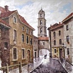 Постер магнитный 200*200мм " Городской пейзаж " Винил, европодвес