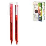 Ручка шариковая автоматическая " Piano " красная 0,5мм трехгранная, рифленый держатель, игольчатый пишущуий узел, чернила на масляной основе, цвет корпуса - красный