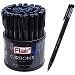 Ручка шариковая " Flair " Carbonix в дисплее синяя 0,7мм, толщина письма 0,35мм, 5км продолжительность линии письма, игольчатый пишущий узел, темный карбоновый корпус