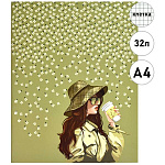 Тетрадь А4 (200*259мм) 32л клетка " Феникс " Романтика, офсет, на скобе, обложка - мелованный картон, матовая ламинация, УФ-лак