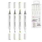 Набор акриловых маркеров " Сонет " 4цв двухсторонние, Пастельные цвета, перо кисть/пуля, блистер