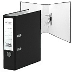 Папка-регистратор А4 " KWELT " сборная 75мм, черная, ПВХ, пластиковый карман со сменной этикеткой, металлическая окантовка