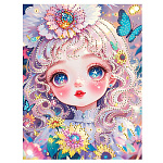 Картина алмазная " Mazari " 20*30см Девочка, состав набора: деревянный подрамник, холст, частичная выкладка, стразы, стилус, желеобразный клей, лоток, в термоусадочной пленке