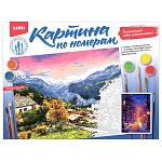 Картина по номерам " Lori " 28,5*38см Зимний парк, состав набора: основа на картоне с контуром, акриловые краски, кисть, вспомогательный лист, акриловый лак, инструкция, картонная упаковка, европодвес