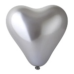 Шар латексный фигурный хром 12"/30см Сердце Silver