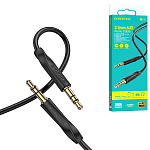 Кабель Aux Jack 3,5mm - Jack 3,5mm " Borofone " BL16 черный, круглый, 1м, силикон