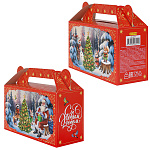 Коробка для конфет Новогодняя Сундучок " Миленд " Дед Мороз собрал зверят, 500г, 17,5*6,7*15,5см