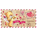 Конверт для денег " Мир открыток " 2-16 With love! 165*85мм, блестки, рельеф