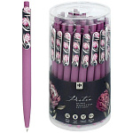 Ручка шариковая автоматическая " Феникс " Протея синяя 0,7мм, цвет корпуса- темно-розовый, покрытие софт-тач, сменный стержень, пластиковая туба