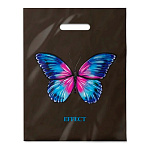 Пакет ПЭ " Интерпак " с вырубной ручкой ПВД, 30*37см 90мкм Эффект бабочки