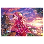 Картина по номерам " Рыжий кот " 40*50см Аниме. Восточный закат, состав набора: 1 холст с эскизом на подрамнике, акриловые краски, кисти, крепеж, картонная упаковка