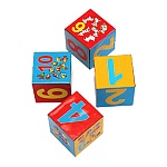 Кубики 1,5+ " Рыжий кот " пластиковые 4шт 8*8*4см Учим счет, картонная упаковка 16,5*16,5*4,5см