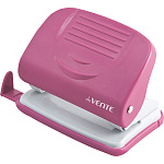 Дырокол на 20л " deVente " Neon металл/пластик, встроенная линейка со шкалой, съемный поддон для конфетти, неоновый розовый
