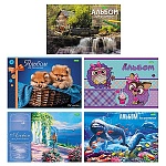 Альбом А4 24л " Hatber " ECO Ассорти, на скобе, обложка- мелованная бумага, блок- офсет 100г/м2, 1 дизайн в спайке, 5 дизайнов в коробке