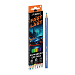 Карандаши цветные деревянные Fast Or Last 06цв " deVente " 2М шестигранные, картонная упаковка, европодвес