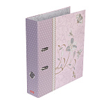 Папка-регистратор А4 " Hatber " Muse сборная 70мм, розовая с рисунком, бумвинил
