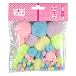 Помпоны " deVente " пушистые, ассорти, 60шт