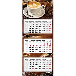 Календарь квартальный " Атберг " на 2026г 340*840мм Кофе, настенный, трехблочный, на единой подложке с постером, курсор, подложка картон 270г/м2, полноцветная печать с отделкой вододисперсионным лаком, блок офсет 70г/м2, перфорация, печать в две краски, и