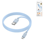 Кабель сетевой USB - micro USB " Borofone " BX115 Lotto синий, круглый, 1м, 2,4А, силикон