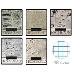 Тетрадь А5 48л клетка " Альт " Газета, офсет, на скобе, обложка - мелованный картон, сплошной УФ- лак, скругленные углы, 5 дизайнов в спайке