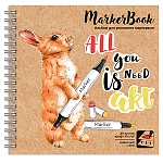 Альбом для работы маркерами " Феникс " 195*195мм 40л Кролик, крафт-бумага, плотность 90г/м2, на спирали, мелованный картон