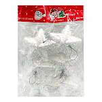 Ёлочное украшение " KWELT " Заснеженные звездочки с блестками 5,5*5,5см 6шт, пакет, европодвес