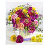 Картина алмазная " Mazari " 25*30см Букет-2, состав набора: холст, стразы, стилус, желеобразный клей, лоток, частичная выкладка, в термоусадочной пленке