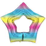 Шар фольгированный 32"/81см Звезда радужная полая