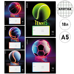 Тетрадь А5 18л клетка " Erich Krause " Win Zone, Mix-pack, офсет, на скобе, обложка - мелованный картон, скругленные углы, 5 дизайнов в спайке