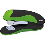 Степлер №24/6, 26/6 на 20л " deVente " Monochrome 100скоб пластиковый, противоскользящая резиновая вставка, два режима скрепления скоб, глубина закладки бумаги 45мм, металлический механизм подачи скоб, черный с неоновым зеленым, картонная упаковка