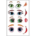Наклейка " Праздник " 425 А5 Глазки- для надувных шаров- Глазки, бровки, ротики, фон белый