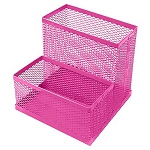 Подставка " KWELT " 2 отделения, 10,5*10,5*10см, металлическая, сетчатая, розовая