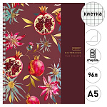 Тетрадь спираль А5 96л клетка " Hatber " Golden fruits garnet, офсет, обложка - мелованный картон с карманом, перфорация, 1 дизайн в коробке