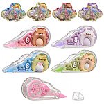 Набор корректирующих лент " Basir " Забавные животные 5мм*2,5м, 4шт, картонный блистер, европодвес