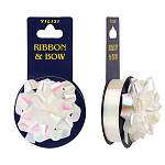 Набор для упаковки подарков: бант звезда 7см + лента 4м, белый перламутр, картонная упаковка, европодвес