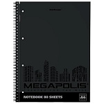 Тетрадь А4 80л " Erich Krause " спираль Megapolis черный, клетка, офсет, обложка - мелованный картон, твин-лак, микроперфорация