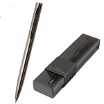 Ручка подарочная шариковая автоматическая " Bruno Visconti " Firenze синяя 1,0мм, толщина письма 0,7мм, поворотный механизм, корпус- нержавеющая сталь, покрытие soft touch, цвет корпуса вороненая сталь, металлический наконечник, металлический клип, черная