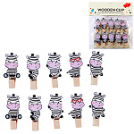 Прищепки декоративные " Mazari " Zebras деревянные 10шт 3,5*0,7мм, пакет, европодвес