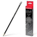 Карандаш ч/гр " Erich Krause " Megapolis HB с ластиком, шестигранный, деревянный, цвет корпуса - серый с черными полосками, заточенный, картонная упаковка, европодвес