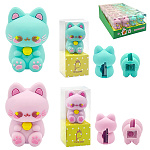 Точилка " KWELT " пластиковая с покрытием soft-touch Kitty 1 отверстие, цвет ассорти, индивидуальная пластиковая упаковка, европодвес, дисплей